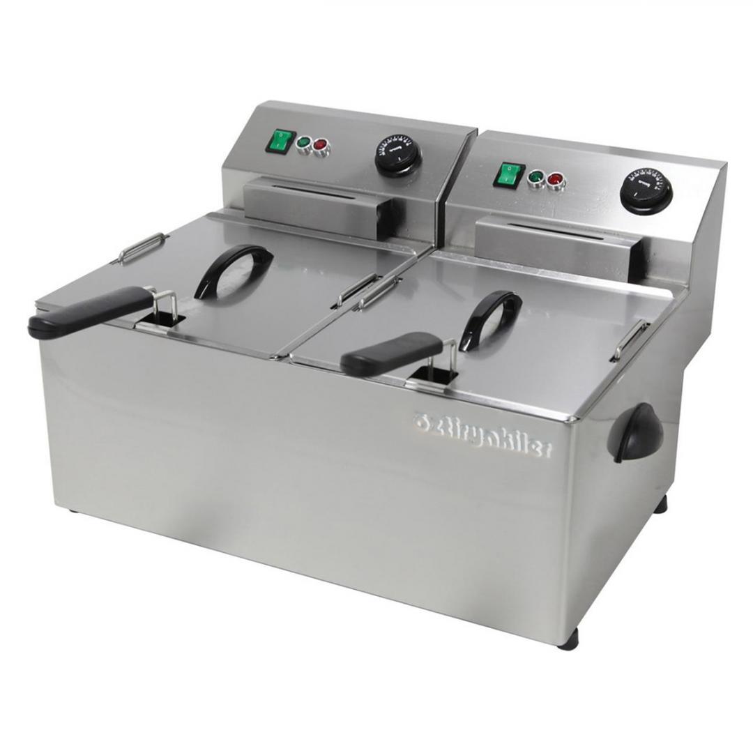 elektrinė gruzdintuvė dviguba 8+8 l